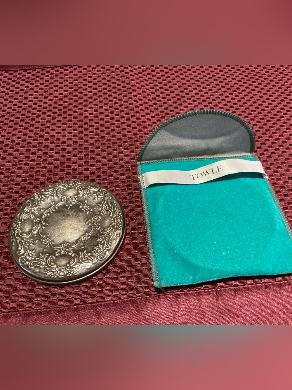 Vintage Sterling Hand Held Mirror w/case